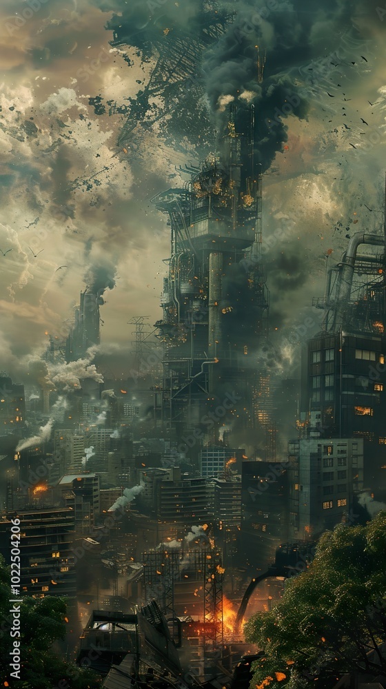 Post-Apocalyptic Cityscape: Ruins of a Fallen Metropolis Post-Apocalyptic Cityscape: Ruins of a Fallen Metropolis