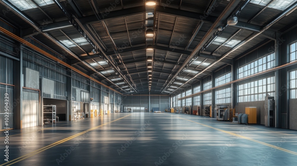 A warehouse ceiling equipped with large ventilation fans, creating a ventilated, airy, and functional atmosphere in the workspace. A warehouse ceiling equipped with large ventilation fans, creating a ventilated, airy, and functional atmosphere in the workspace.