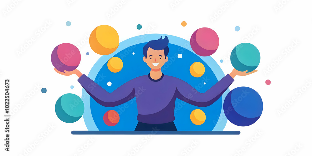Work Life Balance Concept: Abstract Image of a Juggling Person with Bokeh Balls Symbolizing Harmony and Happiness in Remote Work Work Life Balance Concept: Abstract Image of a Juggling Person with Bokeh Balls Symbolizing Harmony and Happiness in Remote Work