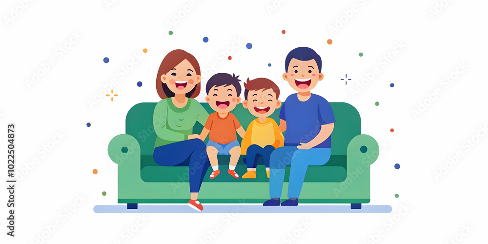 Candid Family Laughter on Cozy Living Room Couch: A Joyful Moment of Togetherness in Warm Lighting - Photo Stock Concept Candid Family Laughter on Cozy Living Room Couch: A Joyful Moment of Togetherness in Warm Lighting - Photo Stock Concept