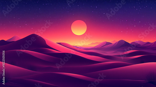 desert under a gradient starry sky, symbolizing isolation, mystery, and the beauty of nature’s simplicity. The dunes represent resilience and the timelessness of Earth's landscapes