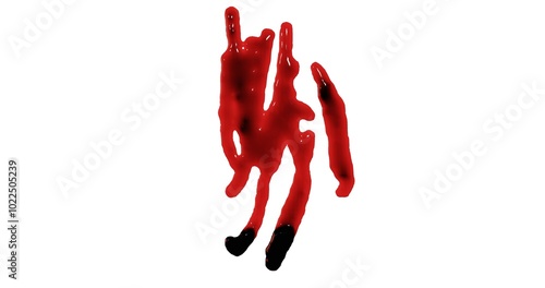 3d render of blood stain, splatter or spatter for crime scene or violence concept