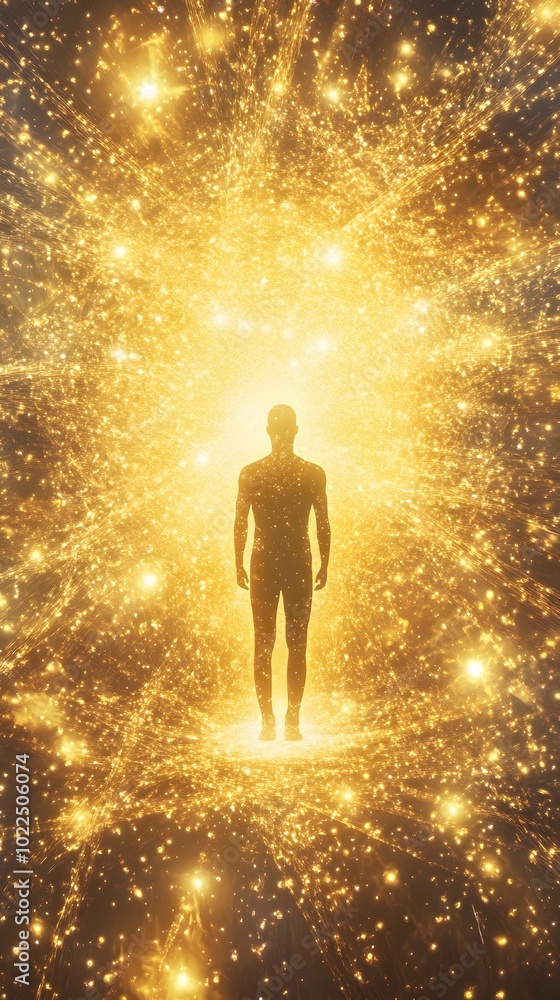 Figure Standing in a Glowing Energy Field Figure Standing in a Glowing Energy Field