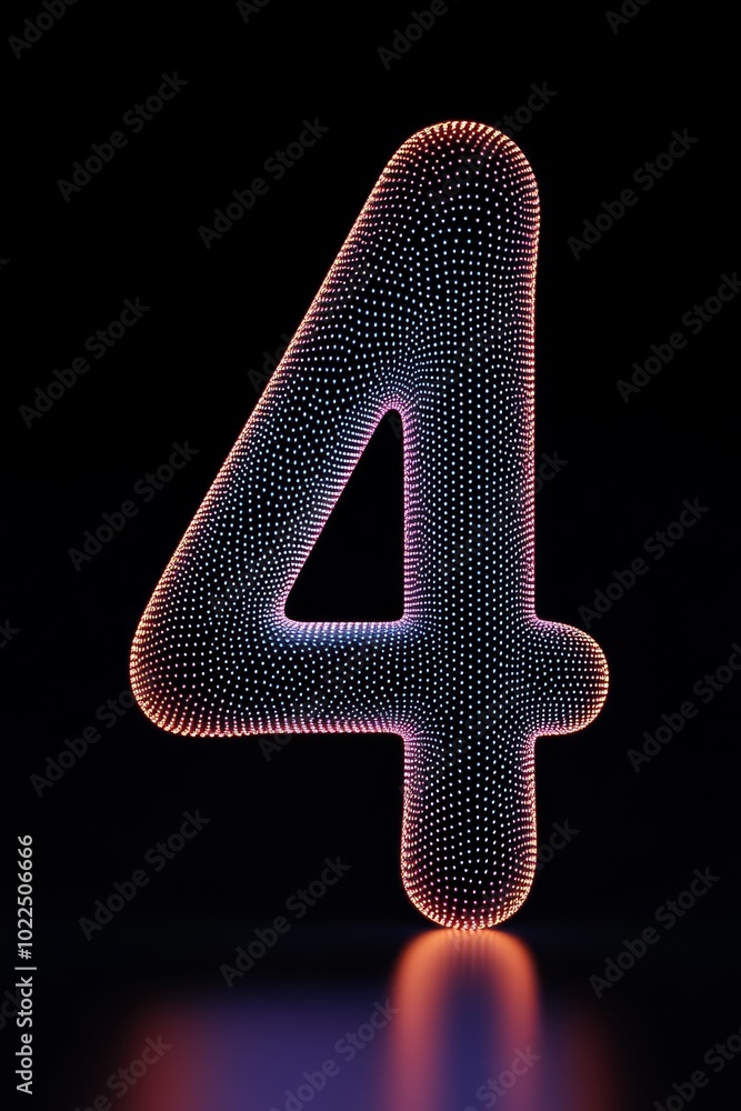 A image of the number 4 in sleek 3D style with a smooth futuristic design and glowing neon blue edges floating against a dark background with subtle digital wave patterns, without shadows. A image of the number 4 in sleek 3D style with a smooth futuristic design and glowing neon blue edges floating against a dark background with subtle digital wave patterns, without shadows.