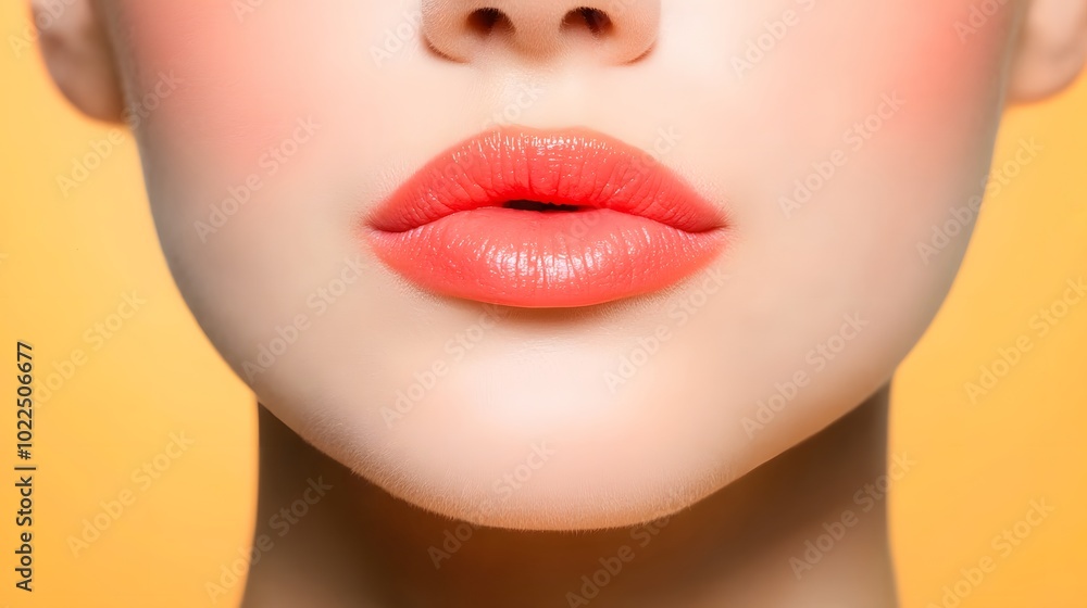 Close-Up of a Person's Lips on Vibrant Background Close-Up of a Person's Lips on Vibrant Background