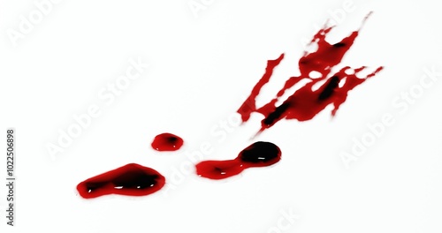 3d render of blood stain, splatter or spatter for crime scene or violence concept