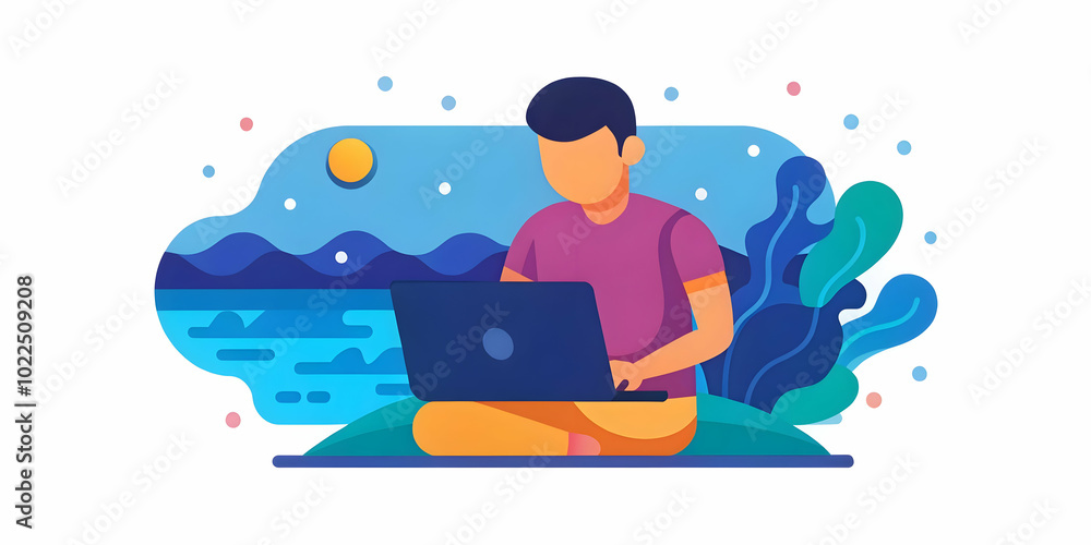 Soft Abstract Digital Art Depicting a Remote Worker in Plush Chair Using Tablet Surrounded by Bokeh Lights � Concept of Comfortable Mobile Remote Work Soft Abstract Digital Art Depicting a Remote Worker in Plush Chair Using Tablet Surrounded by Bokeh Lights � Concept of Comfortable Mobile Remote Work