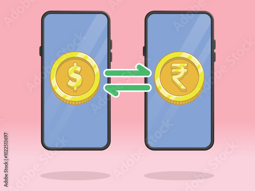 Smartphone Coin Money Exchange Dollar Rupee