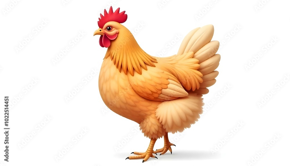 Fototapeta premium Golden Brown Hen Illustration – Farm Chicken Isolated on White Background
