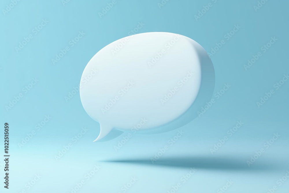 A minimalist 3D speech bubble on a light blue background, symbolizing communication and conversation. A minimalist 3D speech bubble on a light blue background, symbolizing communication and conversation.