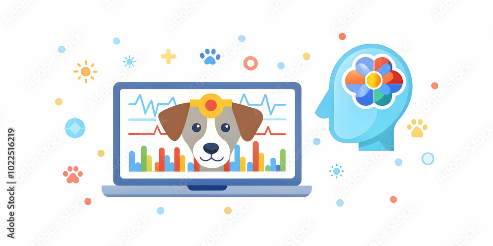 Close-up of Patient's Brainwaves Syncing with AI Therapy Pet: Macro Visualization of Real-Time Neurofeedback Data Exchange in Pet Therapy Close-up of Patient's Brainwaves Syncing with AI Therapy Pet: Macro Visualization of Real-Time Neurofeedback Data Exchange in Pet Therapy