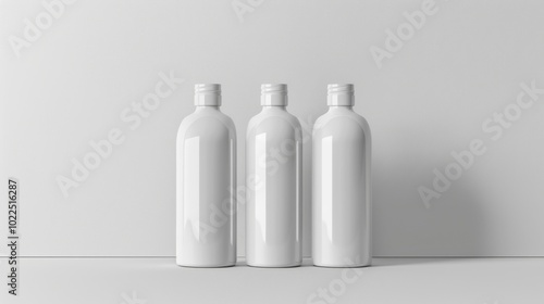 Three White Bottles on a White Surface