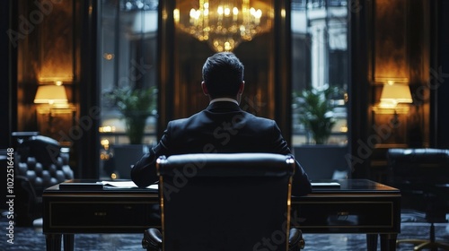 Businessman negotiating with clients in a luxury office