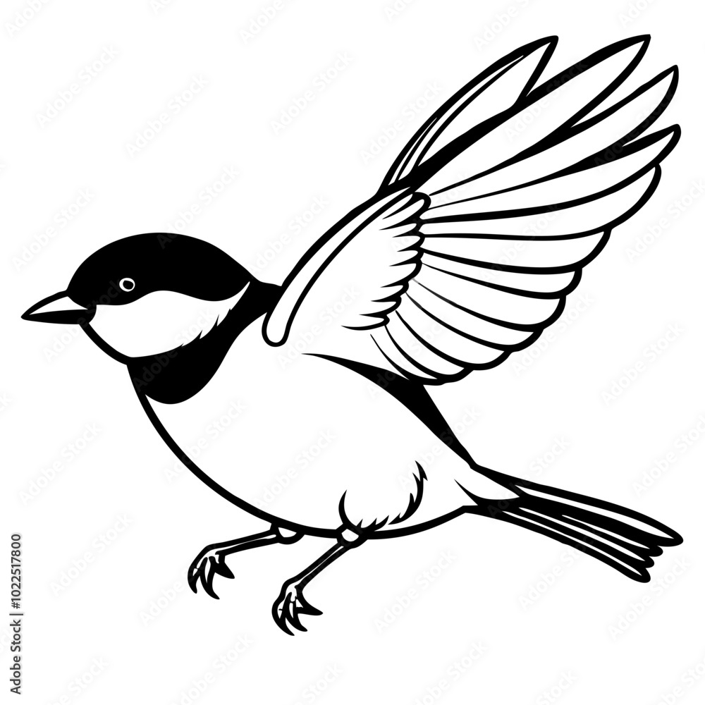Obraz premium black-capped-chickadee-jumping vector illustration of a bird