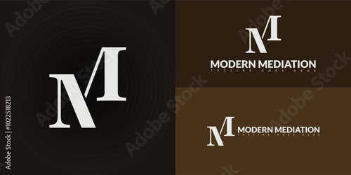 Modern initial vector letter M or MM logo in white color isolated on multiple background colors. The logo is suitable for divorce mediation practice logo design inspiration templates.