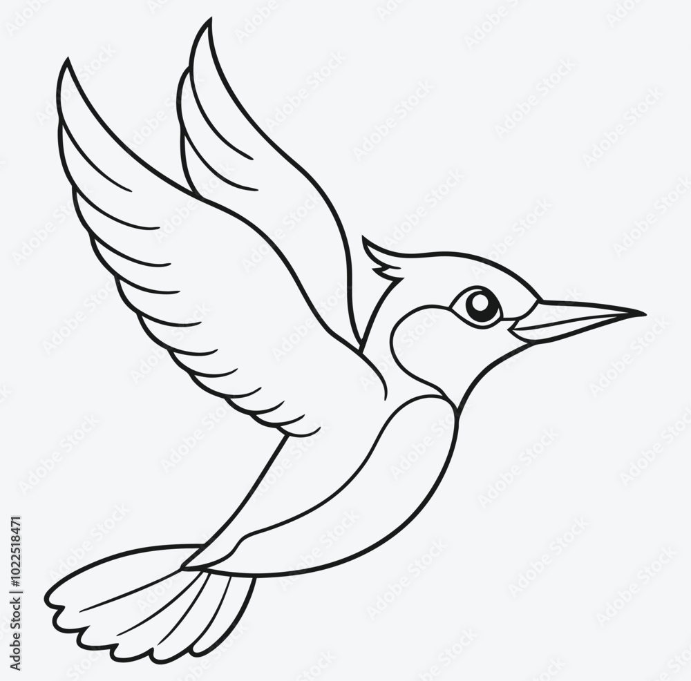 Fototapeta premium Art & Illustration woodpecker-bird flying line art