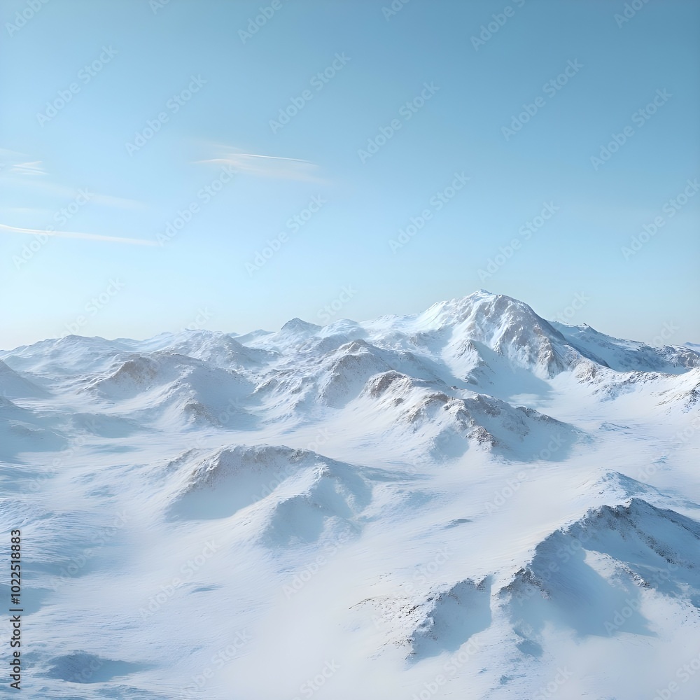 Scenic view of a mountain range covered in snow with clear blue skies above,Generative AI Scenic view of a mountain range covered in snow with clear blue skies above,Generative AI