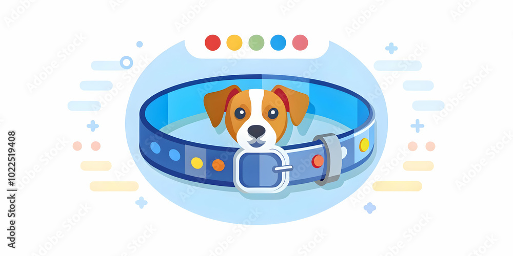 Futuristic Macro Shot of Smart Pet Collar Displaying Mood, Enhancing Family-Pet Communication | Close-Up Image Featuring Digital Interface and Pet's Fur Futuristic Macro Shot of Smart Pet Collar Displaying Mood, Enhancing Family-Pet Communication | Close-Up Image Featuring Digital Interface and Pet's Fur