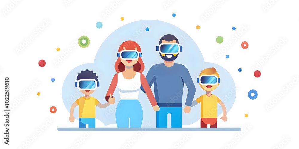 Family Enjoying Virtual Reality Game Experience with Bokeh Neon Lights | Captivating Photo Stock Concept of Joyful Togetherness and Futuristic Fun Family Enjoying Virtual Reality Game Experience with Bokeh Neon Lights | Captivating Photo Stock Concept of Joyful Togetherness and Futuristic Fun