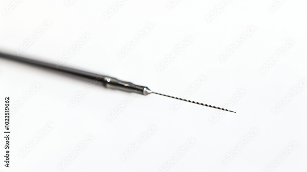 Stitching Needle Elegance On White Background, Dentist scaler on white background, Dental tools in dental clinic, dental instruments on white background top view Stitching Needle Elegance On White Background, Dentist scaler on white background, Dental tools in dental clinic, dental instruments on white background top view