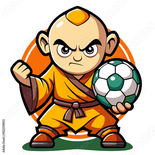 Shaolin Soccer Star: Cartoon Monk Ready to Score 