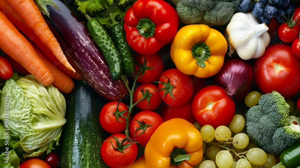 Vibrant Fresh Vegetables and Fruits: A Colorful Still Life Vibrant Fresh Vegetables and Fruits: A Colorful Still Life