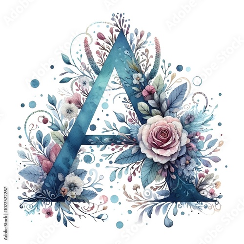 Monogram water colour image to depict 'A'