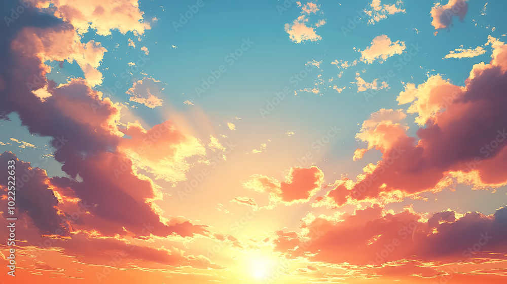 Fototapeta premium Sunset sky with clouds background.