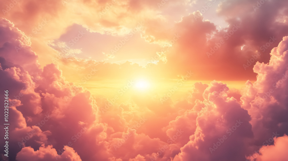 Fototapeta premium Sunset sky with clouds background.