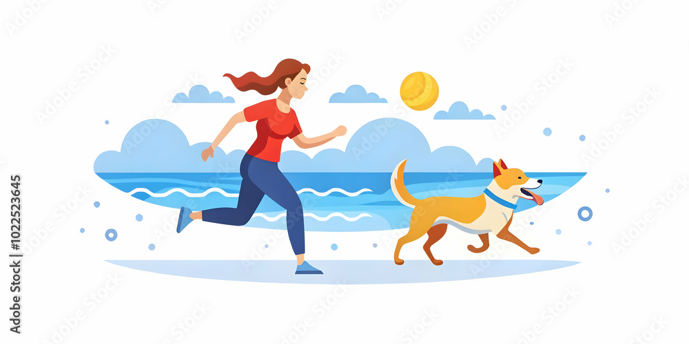 Candid Moment: Joyful Dog and Owner Running on the Beach Capture Fun and Freedom in Nature's Embrace Candid Moment: Joyful Dog and Owner Running on the Beach Capture Fun and Freedom in Nature's Embrace
