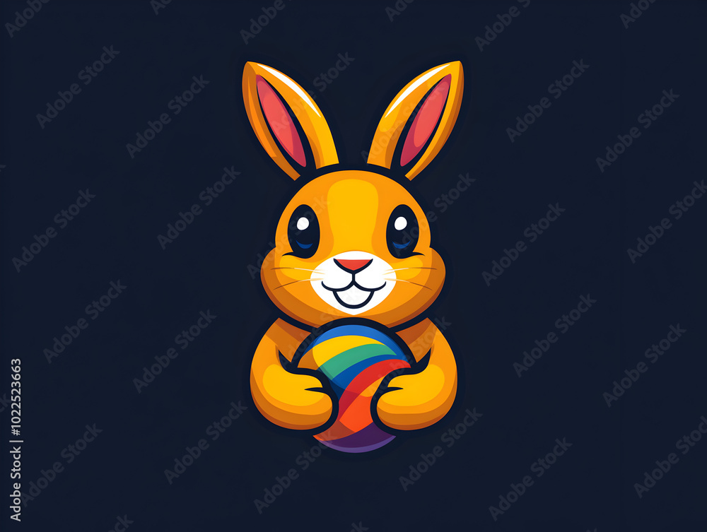 Fototapeta premium Cute Colorful Easter Bunny Cartoon Illustration for Spring Celebrations