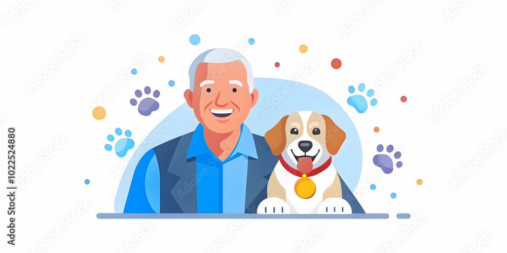 Elderly Man with Dementia Engaging Joyfully with Therapy Dog - Candid Image Capturing Therapeutic Effects of Pet Therapy in Memory Care Elderly Man with Dementia Engaging Joyfully with Therapy Dog - Candid Image Capturing Therapeutic Effects of Pet Therapy in Memory Care