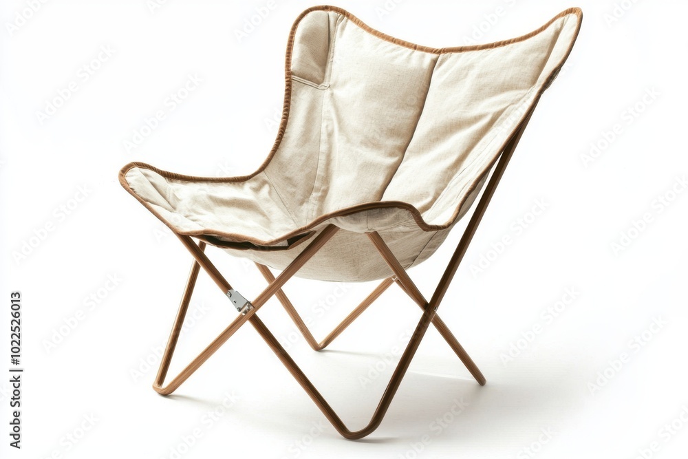 A stylish butterfly chair featuring a fabric seat and wooden frame, ideal for casual seating in various environments. A stylish butterfly chair featuring a fabric seat and wooden frame, ideal for casual seating in various environments.