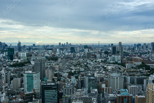 都市風景 高層ビルから眺める東京のビル群