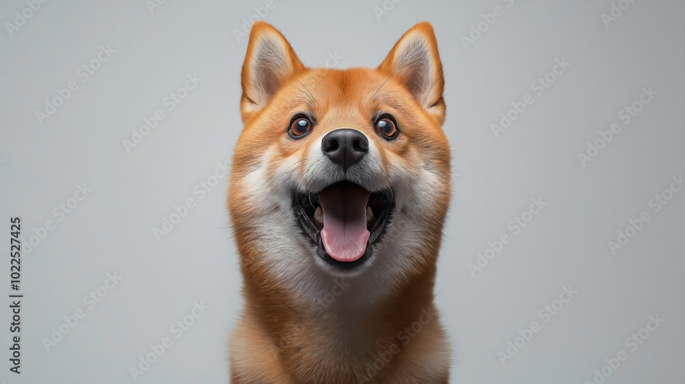 A studio portrait of a funny and excited dog with a shocked or surprised expression. A studio portrait of a funny and excited dog with a shocked or surprised expression.