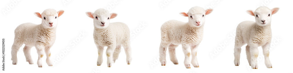 adorable baby lamb standing on all fours, isolated on white background adorable baby lamb standing on all fours, isolated on white background