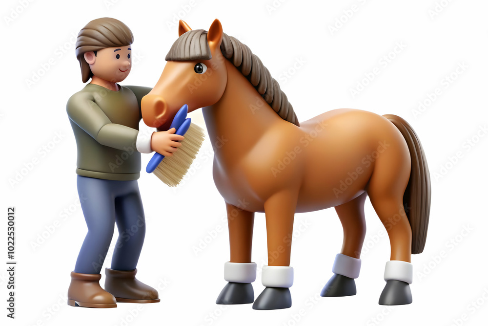 Bokeh Effect on Person Brushing Horse: Softly Blurred Image Highlights Grooming Connection and Therapeutic Value in Animal Care - Photo Stock Concept Bokeh Effect on Person Brushing Horse: Softly Blurred Image Highlights Grooming Connection and Therapeutic Value in Animal Care - Photo Stock Concept