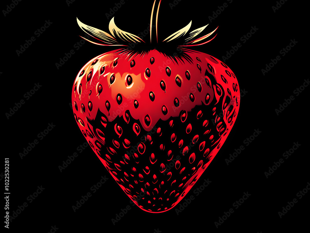Fototapeta premium Fresh Organic Strawberries Close Up on Black Background Culinary Delight