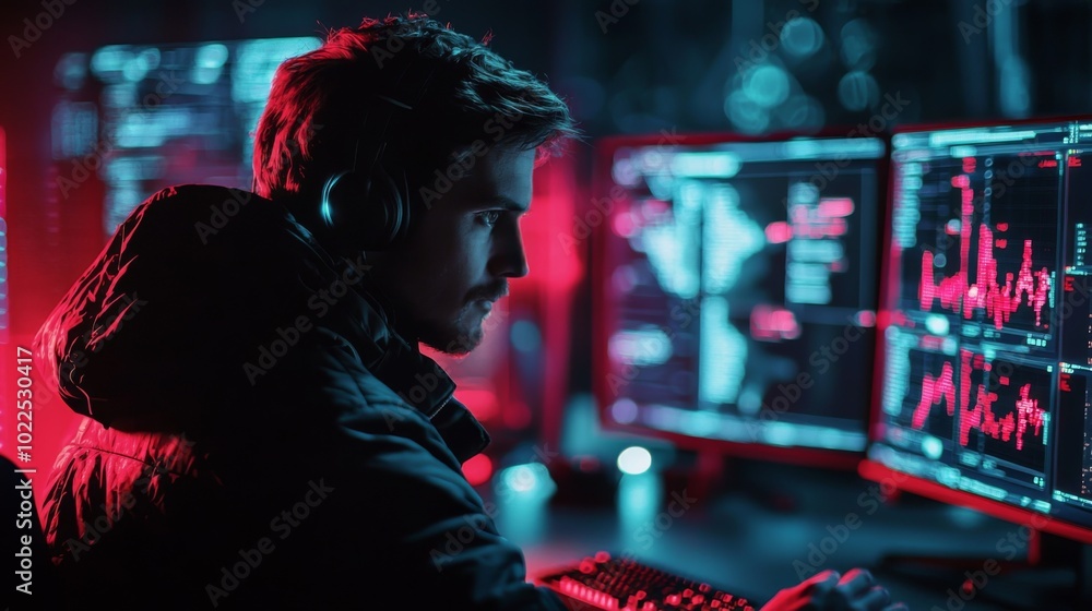 Fototapeta premium Cybersecurity threat detection software scanning for malware and phishing attacks