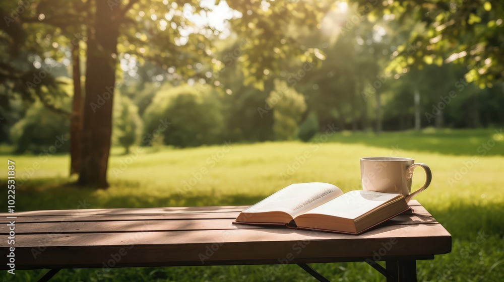 Fototapeta premium nature book and coffee