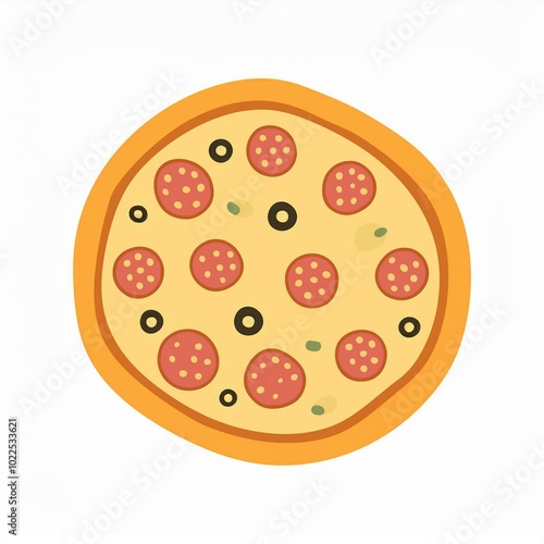 whole round pizza illustration isolated on white