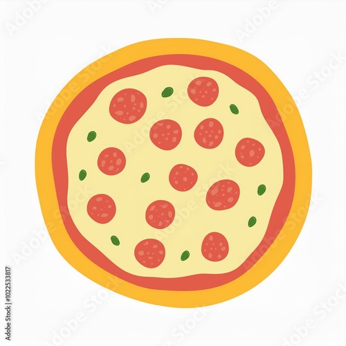 whole round pizza illustration isolated on white