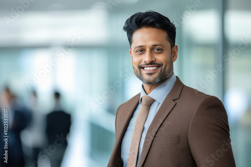 young handsome businessman in suit standing confidently