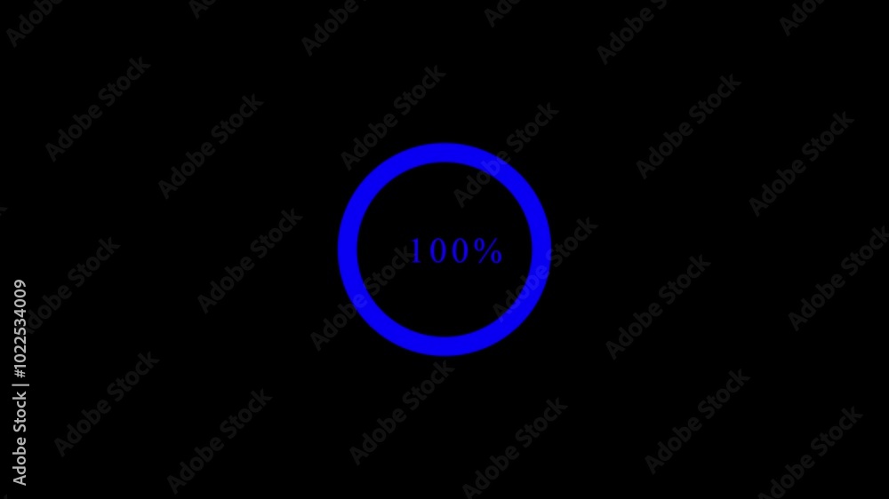 Science Futuristic Loading Circle Ring. Loading Transfer Download Animation 0-100% in blue science effect. light blue loading futuristic circle ring orb bar animation on black screen. black background