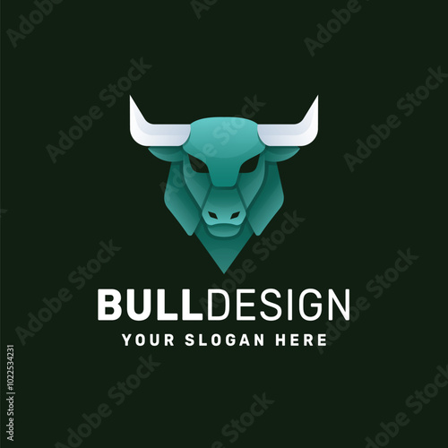 Bull logo gradient vector icon illustration