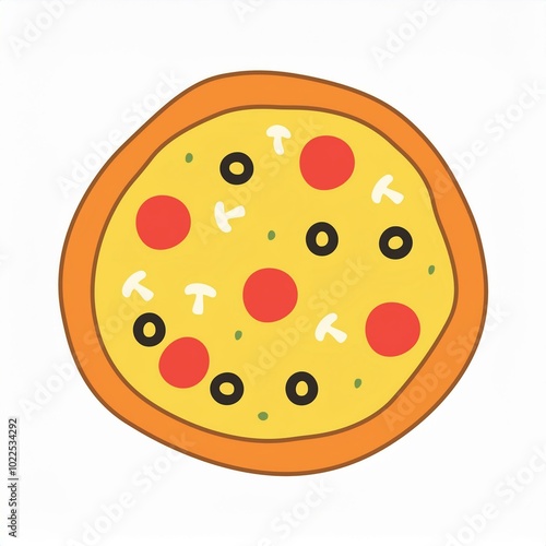 whole round pizza illustration isolated on white