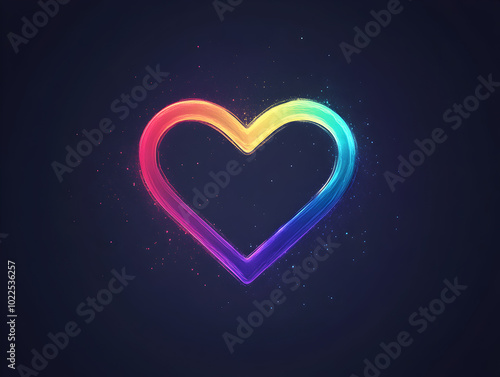 Colorful Heart Symbol with Glowing Outline in Vibrant Abstract Design for Celebrating Love and Unity