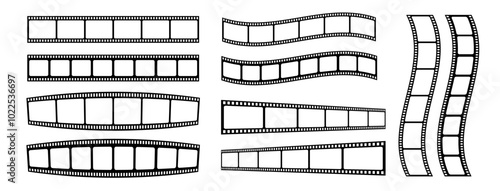  Film strip icon. Video tape photo film strip frame vector. Old white and black film tapes . Vector illustrarion