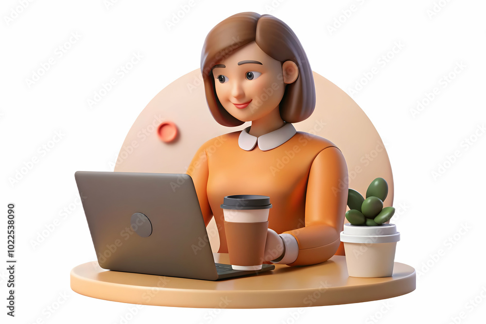 Soft Abstract Image of a Woman Enjoying Coffee and Working on Laptop - Warm Tones and Gentle Bokeh Displaying Comfort and Happiness in Home Office Concept Soft Abstract Image of a Woman Enjoying Coffee and Working on Laptop - Warm Tones and Gentle Bokeh Displaying Comfort and Happiness in Home Office Concept