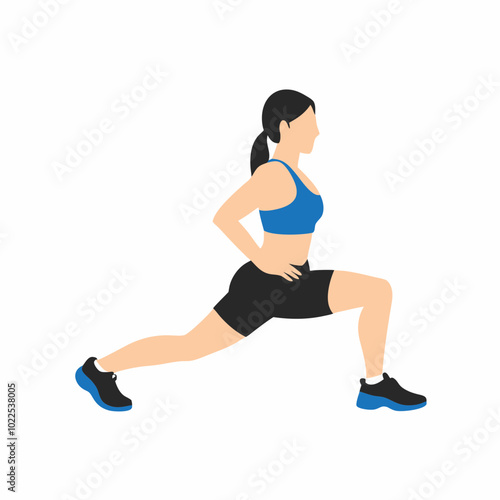 Fitness in Focus: An illustrated woman is performing a lunge exercise, symbolizing physical fitness and healthy habits.